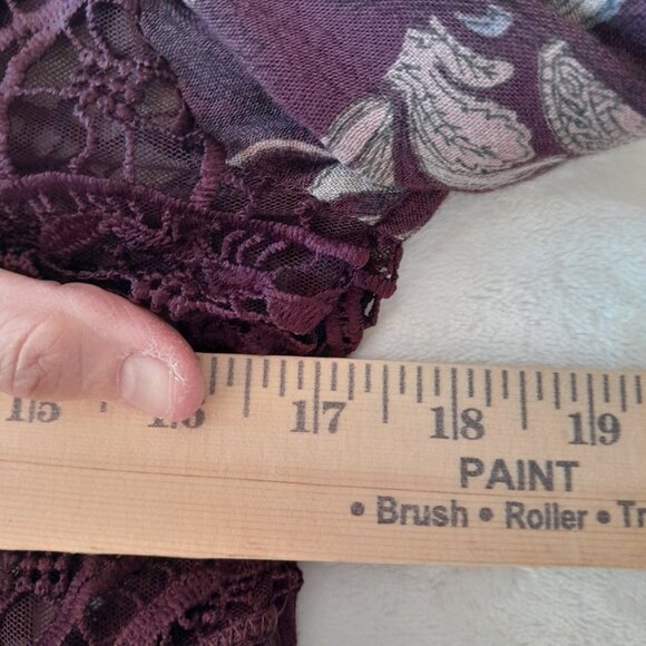 Free People Boho Hippie Lace Whimsigoth Paisley Sz XS Tunic Mini Dress Burgundy - Picture 12 of 12